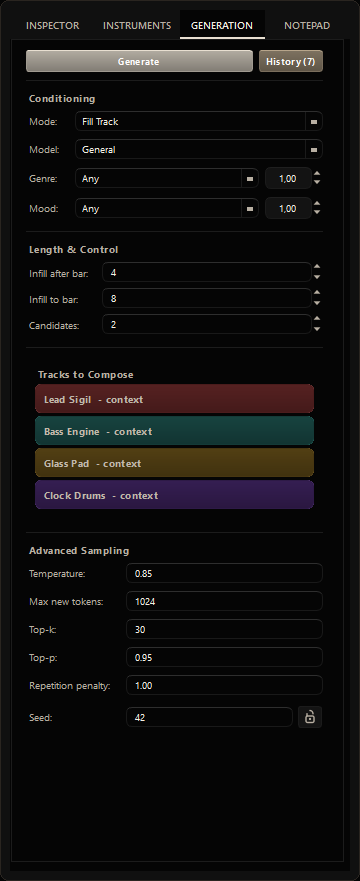 Fill Track mode