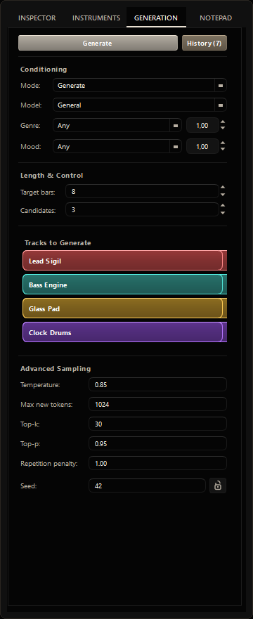 Generate mode