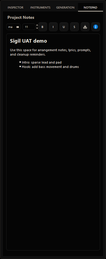 Notepad tab