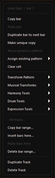 Song overview cell menu