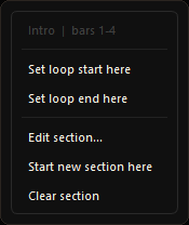 Song overview header menu