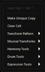 Pattern tools menu