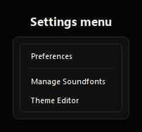 Settings menu